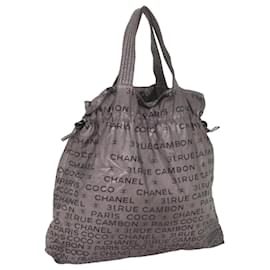 Chanel-CHANEL Unlimited Tote Bag Nylon Plata CC Auth 66608-Plata