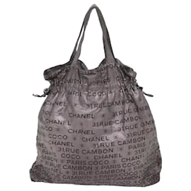 Chanel-CHANEL Unlimited Tote Bag Nylon Plata CC Auth 66608-Plata