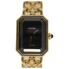Chanel-CHANEL Premiere Watches Gold CC Auth 67650A-Golden