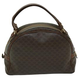 Céline-CELINE Borsa a mano in tela macadam PVC marrone Auth 68231-Marrone