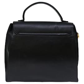 Salvatore Ferragamo-Salvatore Ferragamo Hand Bag Leather Black Auth hk1172-Black