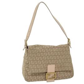 Fendi-FENDI Borsa a tracolla Mamma Baguette in tela Zucchino Beige Auth 68063-Beige