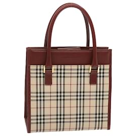 Burberry-BURBERRY Borsa a Mano Nova Check Tela Beige Auth 67916-Beige