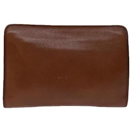 Autre Marque-Burberrys Clutch Bag Leather Brown Auth bs12490-Brown
