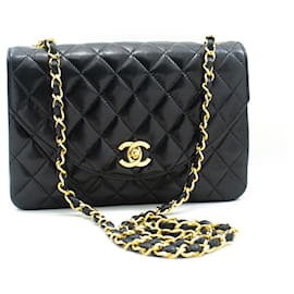 Chanel-CHANEL Half Moon Chain Shoulder Bag Crossbody Black Quilted Flap-Black