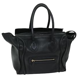 Céline-CELINE Equipaje Phantom Tote Bag Cuero Negro Auth hk1138-Negro