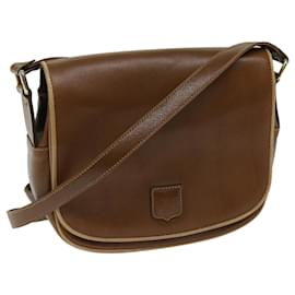 Céline-CELINE Shoulder Bag Leather Brown Auth 68342-Brown