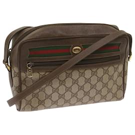 Gucci-GUCCI GG Supreme Web Sherry Line Shoulder Bag PVC Red Beige Green Auth ep3576-Red,Beige,Green