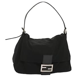 Fendi-FENDI Mamma Baguette Shoulder Bag Nylon Black Auth yk11053-Black