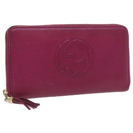 GUCCI Soho Cartera Larga Cuero Rosa 291102 Auth yk11136 Rosa