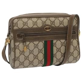 Gucci-GUCCI GG Supreme Web Sherry Line Shoulder Bag PVC Beige 56 02 004 auth 67897-Beige