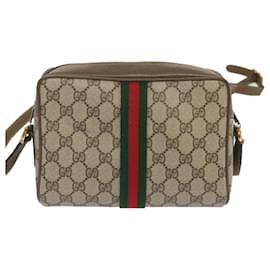 Gucci-GUCCI GG Supreme Web Sherry Line Shoulder Bag PVC Beige 56 02 004 auth 67897-Beige
