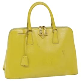 Prada-PRADA Hand Bag Patent leather Yellow Auth yk11073-Yellow