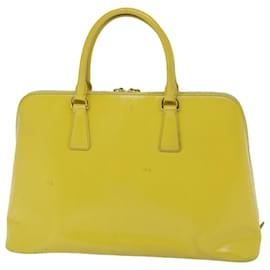 Prada-PRADA Hand Bag Patent leather Yellow Auth yk11073-Yellow