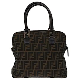 Fendi-FENDI Zucca Canvas Bolso de mano Negro Marrón Auth bs12482-Castaño,Negro