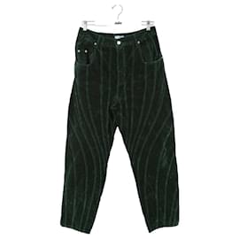 Thierry Mugler-Pantaloni dritti in velluto di cotone-Verde