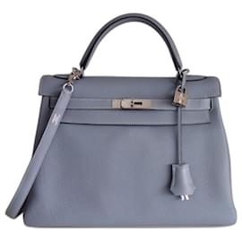 Hermès-Hermes Kelly 32 Tasche-Blau,Grau,Hellblau