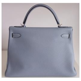 Hermès-Borsa Hermes Kelly 32-Blu,Grigio,Blu chiaro