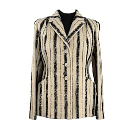 Christian Dior-Chaqueta de tweed de seda Dior Iconic Bar 35 Montaigne.-Beige