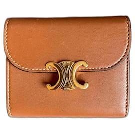 Céline-Triomphe leather wallet-Brown