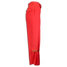 Autre Marque-Undercover by Jun Takahashi Red / Tan Lace Trimmed Crepe Trousers-Red