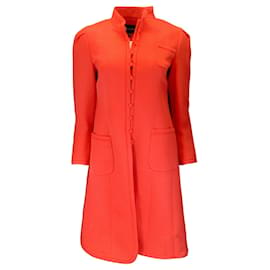 Autre Marque-Rena Lange – Mohnroter Mantel aus Baumwolle und Seide mit Knopfleiste vorne-Rot