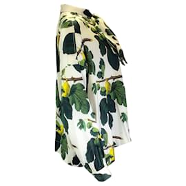 Autre Marque-Marfil libertino / Blusa de seda con cuello anudado de Figgy Pudding verde-Multicolor