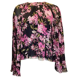 Autre Marque-Giambattista Valli Black / Blusa de seda estampada floral rosa-Multicor
