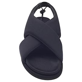 Autre Marque-Giaborghini Black Puffy Cross Strap Sandals-Black