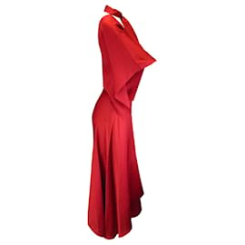 Autre Marque-Roland Mouret Persian Red Hammered Satin Meyers Dress-Red