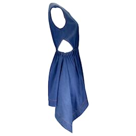 Autre Marque-Leo Lin Blue Cut-Out Detail Sleeveless Denim Dress-Blue