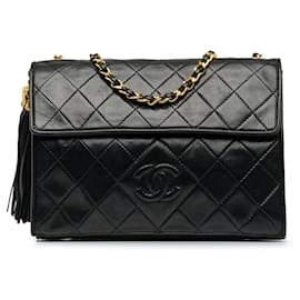 Chanel-Bandolera acolchada Chanel CC de piel de cordero negra-Negro