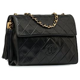 Chanel-Bandolera acolchada Chanel CC de piel de cordero negra-Negro