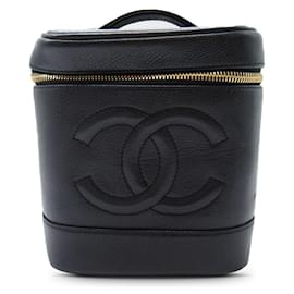 Chanel-Schwarzer Kosmetikkoffer „CC Caviar“ von Chanel-Schwarz
