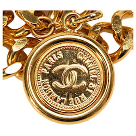Chanel-Cinturón de eslabones de cadena con medallón de Chanel dorado-Dorado