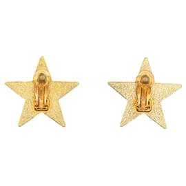 Chanel-Orecchini a clip Chanel in oro smaltato CC Star-D'oro