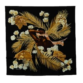 Hermès-Bufanda de seda negra Hermes Turbans des Reines Bufandas-Negro