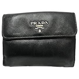 Prada-Kleine schwarze Prada-Geldbörse aus Saffianoleder-Schwarz