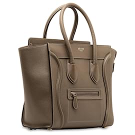Céline-Taupe Celine Micro Luggage Tote Handbag-Other