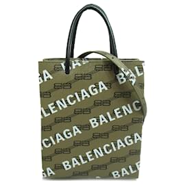 Balenciaga-Borsa shopping marrone con logo monogramma Balenciaga BB-Marrone