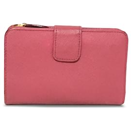 Prada-Pink Prada Saffiano Bi-fold Wallet-Pink
