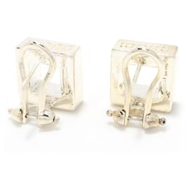 Gucci-Silver Gucci Square Metal Clip on Earrings-Silvery