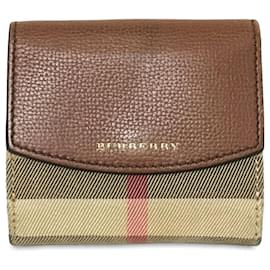 Burberry-Brown Burberry House Check Canvas Wallet-Brown