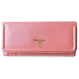 Prada-Pink Prada Saffiano Leather Long Wallet-Pink