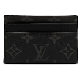 Louis Vuitton-Tarjetero forrado Louis Vuitton Monogram Eclipse Porte Cartes negro-Negro