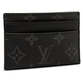 Louis Vuitton-Black Louis Vuitton Monogram Eclipse Porte Cartes lined Card Holder-Black