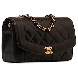 Chanel-Black Chanel Small Lambskin Diana Flap Crossbody Bag-Black