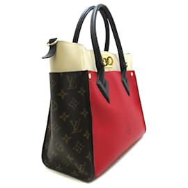 Louis Vuitton-Bolso satchel MM rojo con monograma de Louis Vuitton en mi lado-Roja