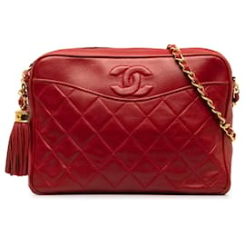 Chanel-Bolsa para câmera com borla Chanel CC vermelha-Vermelho