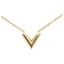 Louis Vuitton-Gold Louis Vuitton Essential V Necklace-Golden